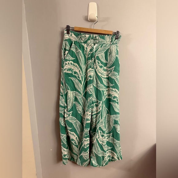 Rachel Zoe Pants - Rachel Zoe Green Tropical Linen Blend Wide Leg Pants – Size M
